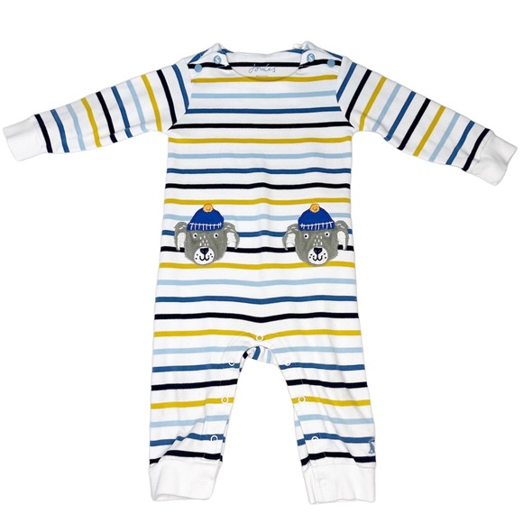 Joules Striped Dog Face Romper Size 6-9 Months - Picture 1 of 8